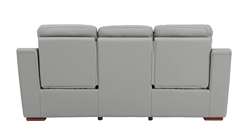 Blackjack Furniture Walker Leather Match Upholstered Reclining Living Room Sofa, Gray