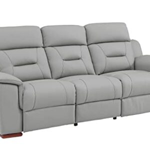 Blackjack Furniture Walker Leather Match Upholstered Reclining Living Room Sofa, Gray