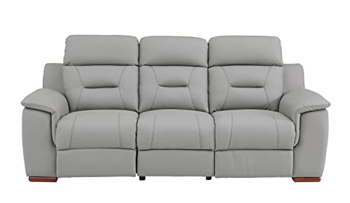 Blackjack Furniture Walker Leather Match Upholstered Reclining Living Room Sofa, Gray