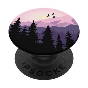 aesthetic sunset mountain landscape nature pine tree forest popsockets standard popgrip