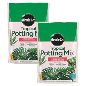 miracle-gro tropical potting mix - growing media for tropical plants living in indoor and outdoor containers, 6 qt. (2-pack)