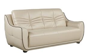 blackjack furniture radford leather air/match upholstered modern living room sofa, beige