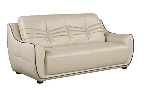 Blackjack Furniture Radford Leather Air/Match Upholstered Modern Living Room Sofa, Beige