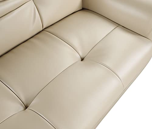 Blackjack Furniture Radford Leather Air/Match Upholstered Modern Living Room Sofa, Beige