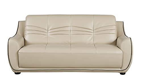 Blackjack Furniture Radford Leather Air/Match Upholstered Modern Living Room Sofa, Beige