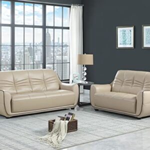 Blackjack Furniture Radford Leather Air/Match Upholstered Modern Living Room Sofa, Beige