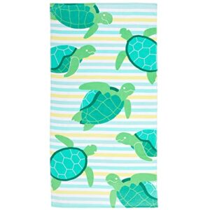 sun sprouts 100% cotton beach towel turtle pattern for kids & toddler. bath, pool, camping, travel towel for boys & girls. 30” x 60” quick-dry & super absorbent beach blanket