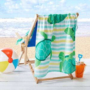 Sun Sprouts 100% Cotton Beach Towel Turtle Pattern for Kids & Toddler. Bath, Pool, Camping, Travel Towel for Boys & Girls. 30” x 60” Quick-Dry & Super Absorbent Beach Blanket