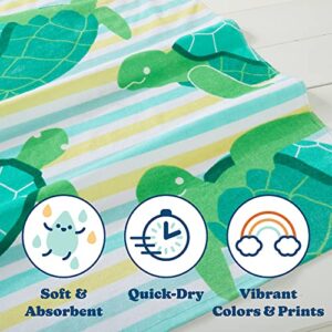 Sun Sprouts 100% Cotton Beach Towel Turtle Pattern for Kids & Toddler. Bath, Pool, Camping, Travel Towel for Boys & Girls. 30” x 60” Quick-Dry & Super Absorbent Beach Blanket