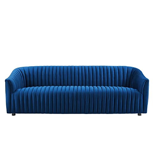 Modway Announce Performance Velvet Channel Tufted Sofa, Navy