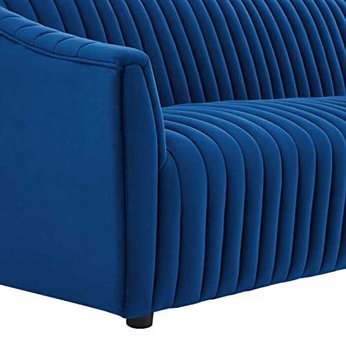 Modway Announce Performance Velvet Channel Tufted Sofa, Navy