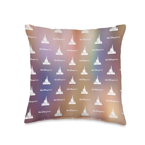 Disney Walt World 50th Anniversary Castle Rainbow Throw Pillow, 16x16, Multicolor