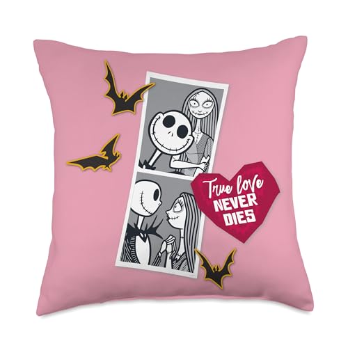 Disney Tim Burton’s The Nightmare Before Christmas Jack Sally Heart Throw Pillow, 18x18, Multicolor