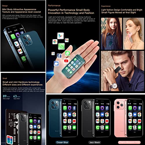 Global Version Soyes XS12 Mini 4G Smartphone 3.0 Inch Dual Sim Ultra Thin Unlocked Card Mobile Phone WiFi Bluetooth Hotspot Student Pocket Cellphone (Black 64GB)