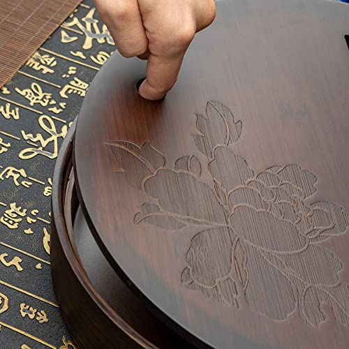 Bamboo Peony Tea Tray, Chinese Gonfu Tea Serving Tray (Big)