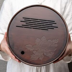 Bamboo Peony Tea Tray, Chinese Gonfu Tea Serving Tray (Big)