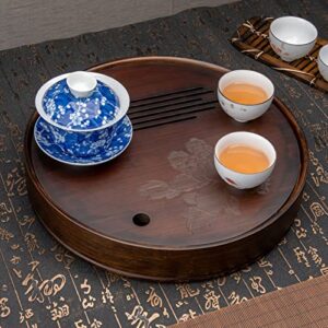 Bamboo Peony Tea Tray, Chinese Gonfu Tea Serving Tray (Big)