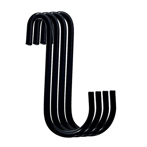 FASTENER TREE 20 Pack S Hooks, 3.5x3" S Hanging Hooks Heavy Duty Rack Hooks for Kitchen Pot&Pan, Garden Plants, Bedroom Clothes, Bathroom Towels Black