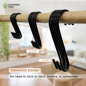 FASTENER TREE 20 Pack S Hooks, 3.5x3" S Hanging Hooks Heavy Duty Rack Hooks for Kitchen Pot&Pan, Garden Plants, Bedroom Clothes, Bathroom Towels Black