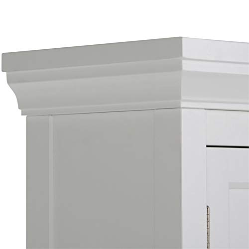 Pemberly Row Solid Wood Over The Toilet Storage Cabinet, 67" Bathroom Space Saver with Double Doors and Open Storage Shelf Organizer, Mid Century Freestanding Toilet Storage Rack in White