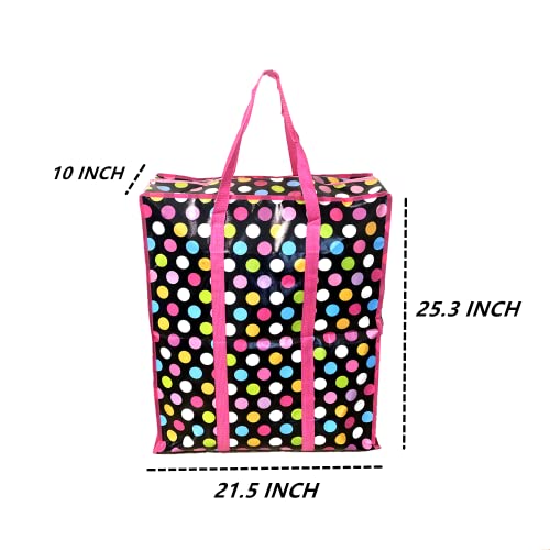 3 Pack Extra Large Jumbo Reusable Unbreakable Hard Plastic Fabric Checkered Laundry Bags with Zipper and Strong Handles for Travel, Grocery, Laundry, Shopping, Storage, Moving,Size:(25.3"x21.5"x10")