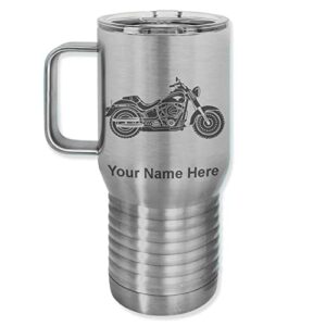 lasergram 20oz vacuum insulated travel mug with handle, motorcycle, personalized engraving included (stainless)
