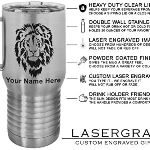 LaserGram 20oz Vacuum Insulated Travel Mug with Handle, Motorcycle, Personalized Engraving Included (Stainless)