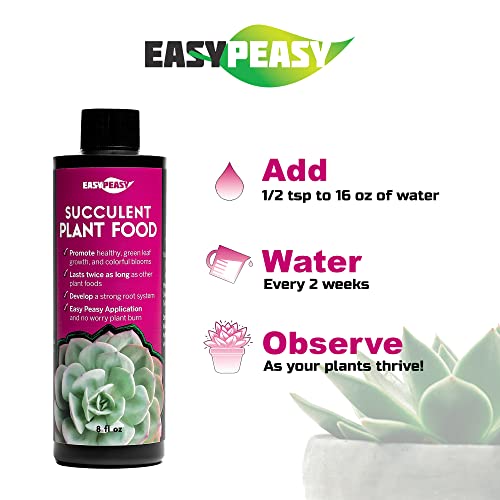 Easy Peasy Succulent and Cactus Plant Food, Specific Blend of Nutrients for Potted Cacti, Jade, Aloe Vera and All Other Live Succulent Plants