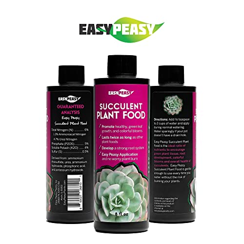 Easy Peasy Succulent and Cactus Plant Food, Specific Blend of Nutrients for Potted Cacti, Jade, Aloe Vera and All Other Live Succulent Plants