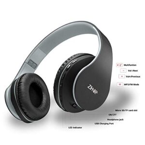 ZIHNIC 2 Items,1 Rose Gold Over-Ear Wireless Headset Bundle with 1 Black Gray Foldable Wireless Headset