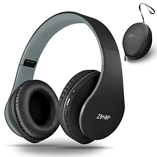 ZIHNIC 2 Items,1 Rose Gold Over-Ear Wireless Headset Bundle with 1 Black Gray Foldable Wireless Headset