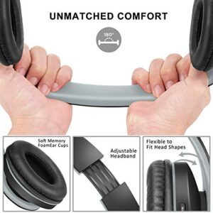 ZIHNIC 2 Items,1 Black Over-Ear Wireless Headset Bundle with 1 Black Gray Foldable Wireless Headset