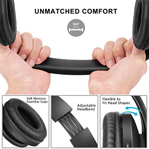 ZIHNIC 2 Items,1 Black Over-Ear Wireless Headset Bundle with 1 Black Gray Foldable Wireless Headset