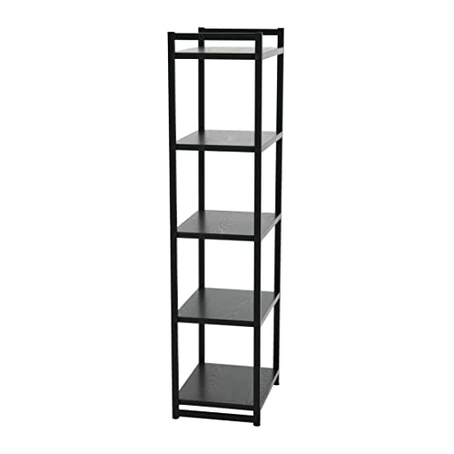 Household Essentials 5 Shelf Free Standing Book Case, Black Oak Finish