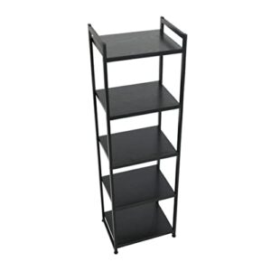 Household Essentials 5 Shelf Free Standing Book Case, Black Oak Finish