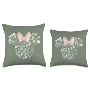 Disney Minnie Mouse Icon Spring Flowers Sage Green Throw Pillow, 18x18, Multicolor