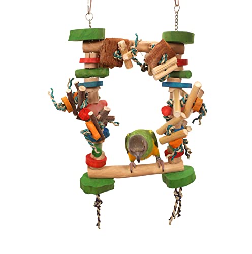 Swing N Play - Parrot Toy Swing for Cage (Small: Conure, Ringneck, Caique, Senegal)