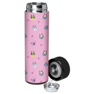 controller gear animal crossing 17oz, insulated, stainless steel, leak proof, water bottle (cat's meow)