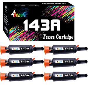 (set of 6) 4benefit compatible for hp 143a 143ad toner cartridge w1143ad w1143a (6xblack) replacement for hp neverstop laser mfp 1001nw 1202w 1201 1202nw laser printer