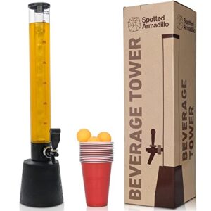 Spotted Armadillo 3L / 101 oz. Beer Dispenser with Ice Tube and B Pong Party Gift Set | Cold Drink Tower | Beverage Tap for Parties and Gameday | Holiday Gifts (1 Set)