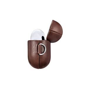 BlackBrook Airpods 3 Case, Hudson Detachable Premium Genuine Leather Protective Hard Case Cover with Fastener Clip and Attachment for Apple AirPods 3 (Brown)