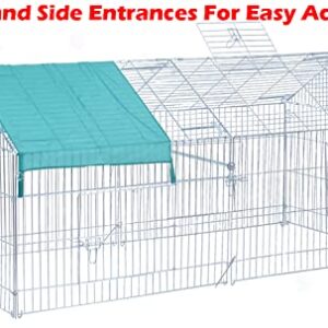 71" x 30" Galvanized Steel Foldable Outdoor Chicken Coop Run Metal Pet Hutch Enclosure Small Animal Playpen Waterproof Cover for Rabbits Chickens