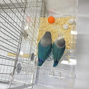 Parakeet House Box Acrylic Bird Breeding Box Transparent Parrot Mating Box Cage for Lovebirds Cockatiel Budgie