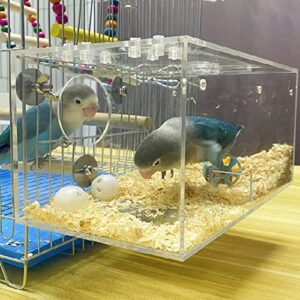 Parakeet House Box Acrylic Bird Breeding Box Transparent Parrot Mating Box Cage for Lovebirds Cockatiel Budgie