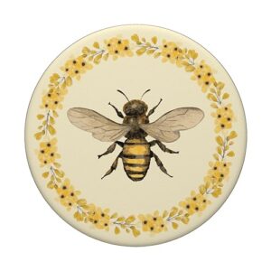 Cute Yellow Bee Bumblebee Honey Aesthetic Flower Beekeeper PopSockets Standard PopGrip