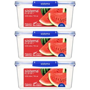 sistema klip it plus food storage containers | 3.35 l | airtight containers set | leak-proof seal | easy locking clips | bpa-free | 3 count