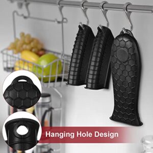 8 Pieces Silicone Hot Handle Holder Non Slip Pot Handle Covers Sleeve Heat Resistant Cast Iron Handle Cover Cookware Handle for Cast Iron Skillet Pan (Black, Red)