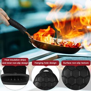 8 Pieces Silicone Hot Handle Holder Non Slip Pot Handle Covers Sleeve Heat Resistant Cast Iron Handle Cover Cookware Handle for Cast Iron Skillet Pan (Black, Red)