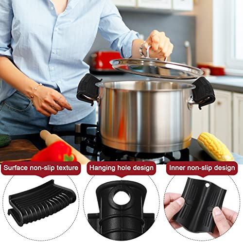 8 Pieces Silicone Hot Handle Holder Non Slip Pot Handle Covers Sleeve Heat Resistant Cast Iron Handle Cover Cookware Handle for Cast Iron Skillet Pan (Black, Red)