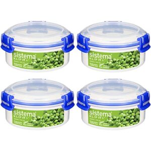 sistema klip it round food storage containers | bpa-free | blue clips | 300 ml | 4 count